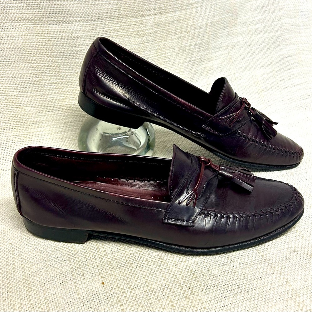 Mario Bruni Burgundy Moc Toe Tassel Loafers Shoes 7.5 M ITALY